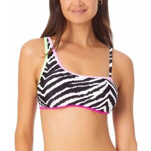 California Waves Animal Print Asymmetric Bikini Top Size Small